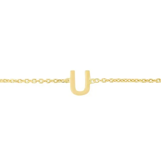 Mini Initial Solid Gold Bracelet