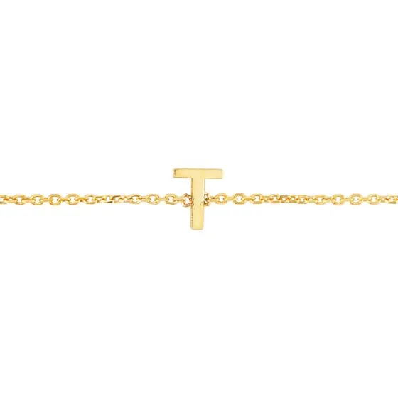 Mini Initial Solid Gold Bracelet