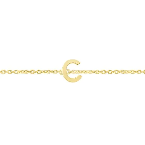 Mini Initial Solid Gold Bracelet