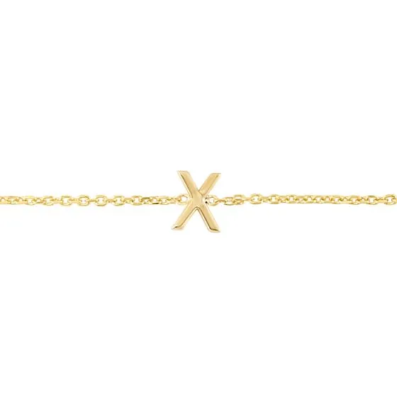 Mini Initial Solid Gold Bracelet