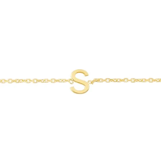 Mini Initial Solid Gold Bracelet