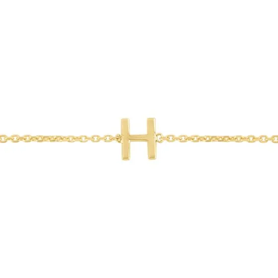 Mini Initial Solid Gold Bracelet