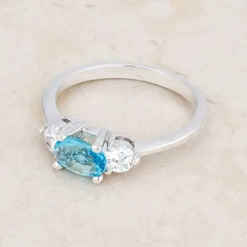 Miranna 1.2ct Blue Topaz CZ Rhodium Classic Oval Ring