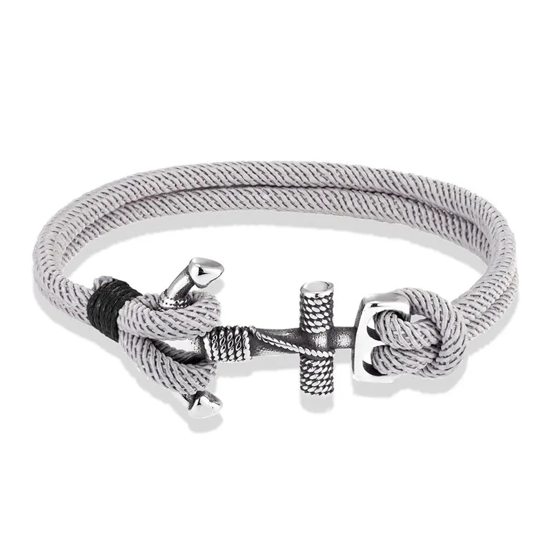 MKENDN Waterproof Anchor Bracelets Men Double Strand Nautical Survival Rope Bracelet For Women Stainless Steel Navy Sport Buckle