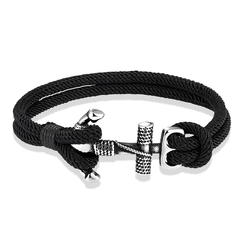 MKENDN Waterproof Anchor Bracelets Men Double Strand Nautical Survival Rope Bracelet For Women Stainless Steel Navy Sport Buckle