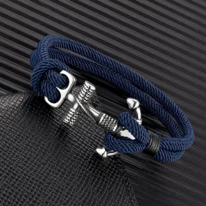 MKENDN Waterproof Anchor Bracelets Men Double Strand Nautical Survival Rope Bracelet For Women Stainless Steel Navy Sport Buckle