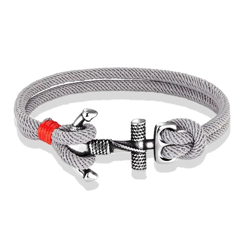 MKENDN Waterproof Anchor Bracelets Men Double Strand Nautical Survival Rope Bracelet For Women Stainless Steel Navy Sport Buckle