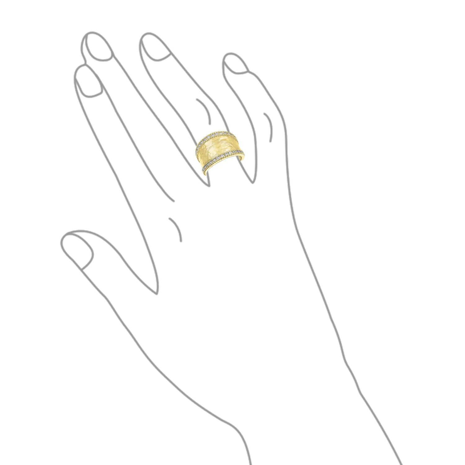 Modern Geometric Cocktail Statement Ring with CZ Accents 14K Gold Plated Brass