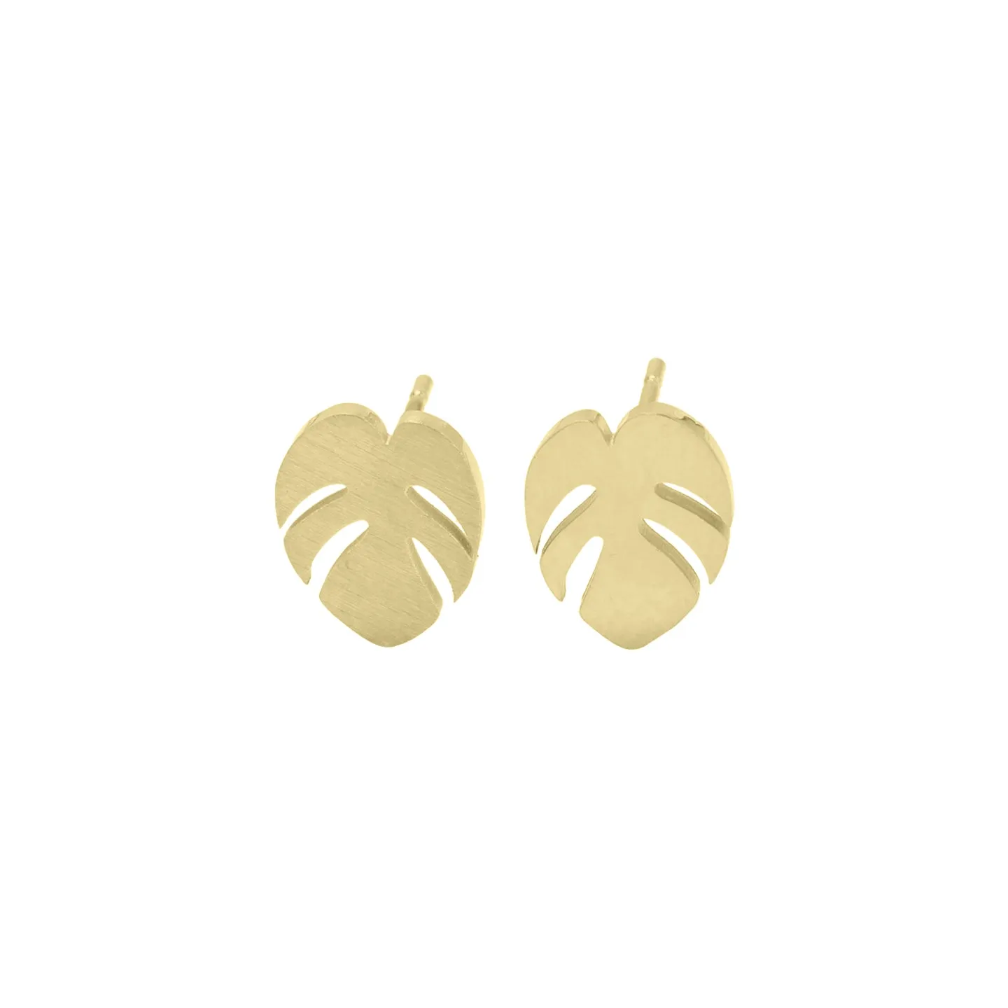 *Monstera Leaf Stud Earrings, Gold