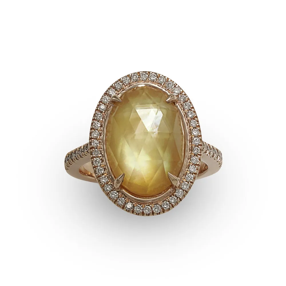 Mother of Pearl and Quartz Diamond Ring