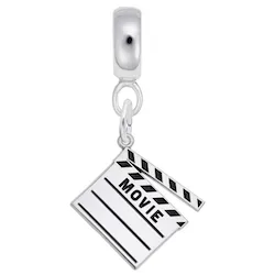 Movie Clap Board Charm Dangle Bead In Sterling Silver