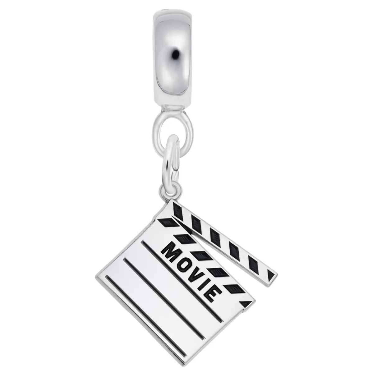 Movie Clap Board Charm Dangle Bead In Sterling Silver