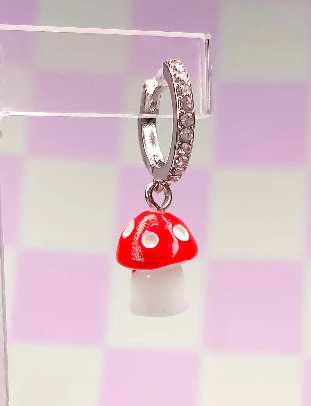 MYSTIC MUSHROOM HOOP EARRINGS - RED