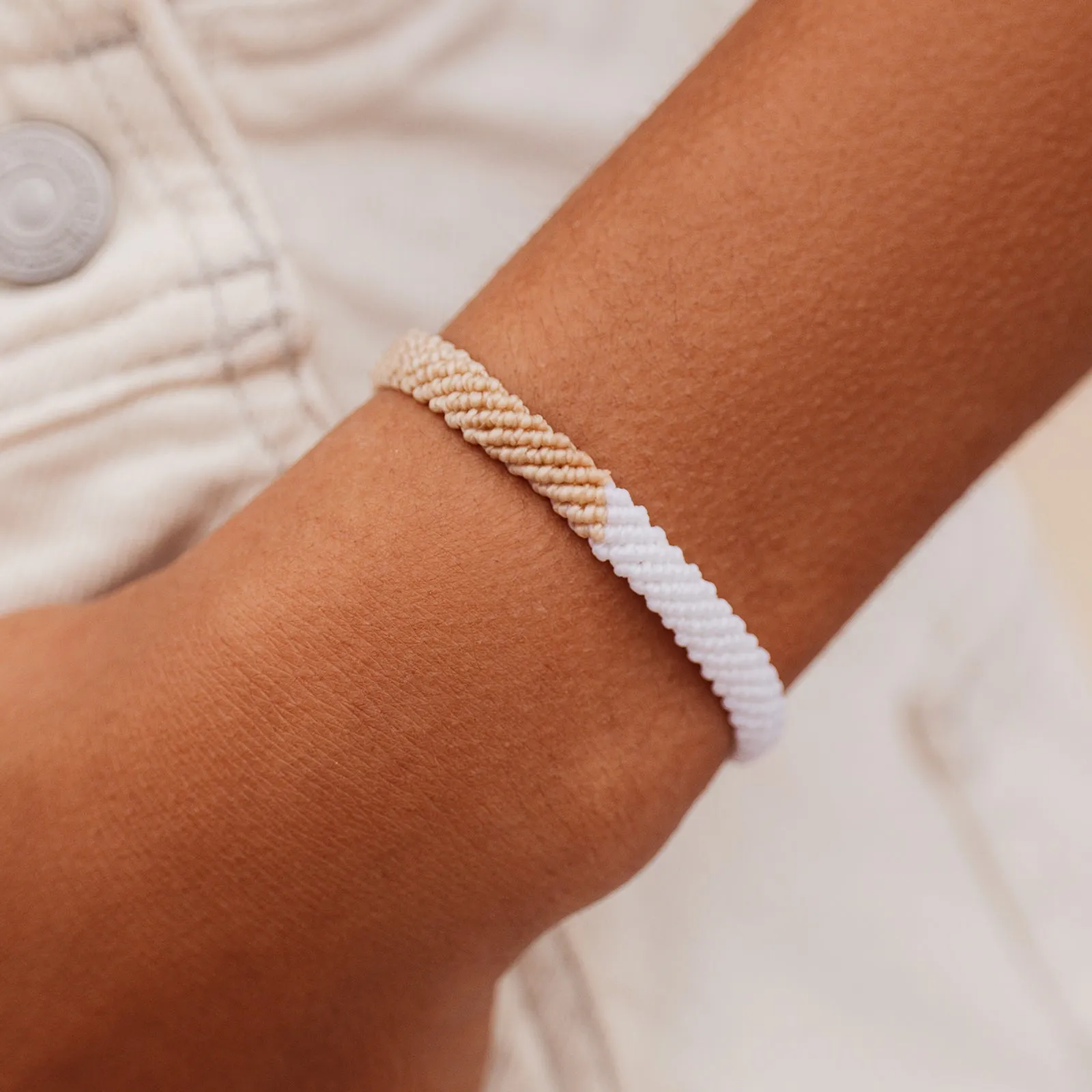 Neutral Half Flat Woven Bracelet