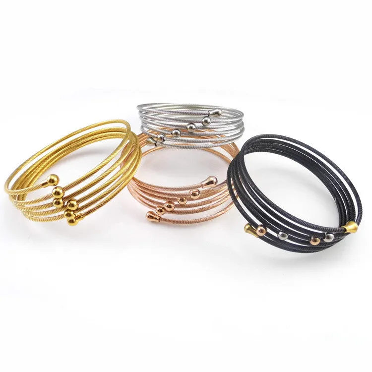 New 18K Yellow Gold Plated Twist Wire Mesh Hand Bangle Charm Bracelets Pulseiras Fashion Jewelry For Perfume Women