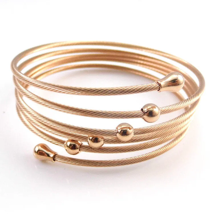 New 18K Yellow Gold Plated Twist Wire Mesh Hand Bangle Charm Bracelets Pulseiras Fashion Jewelry For Perfume Women