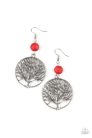 Paparazzi Earring ~ Bountiful Branches - Red