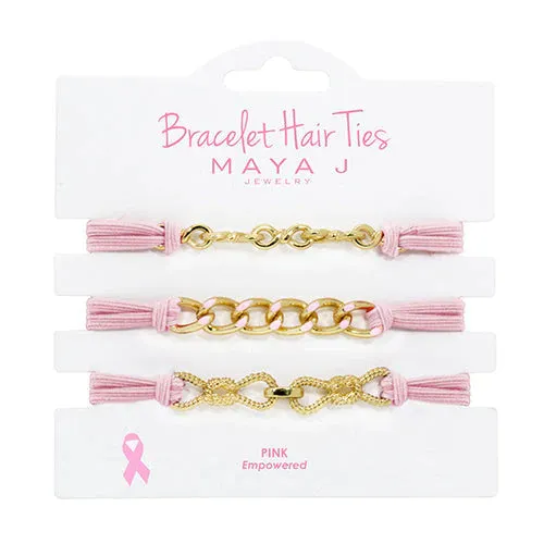 Pink and Gold Small Link Hair Tie Bracelets