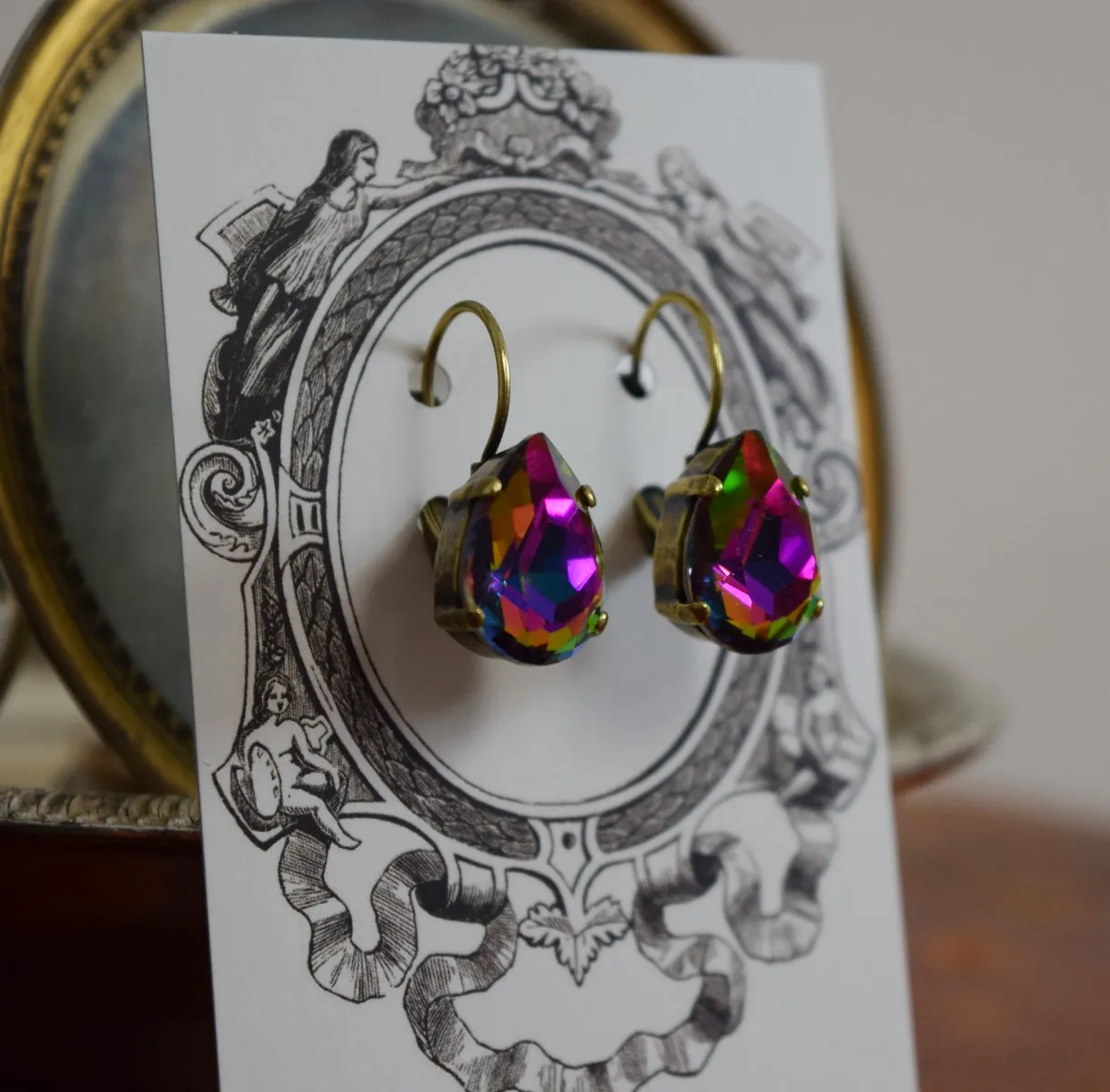 Rainbow Aurora Earrings - Medium Teardrop