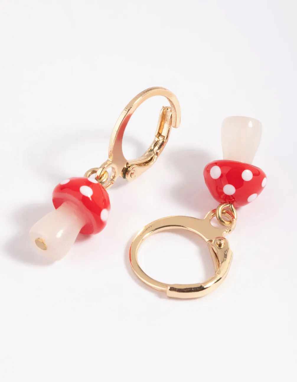 Red Mushroom Huggie Hoop Earrings