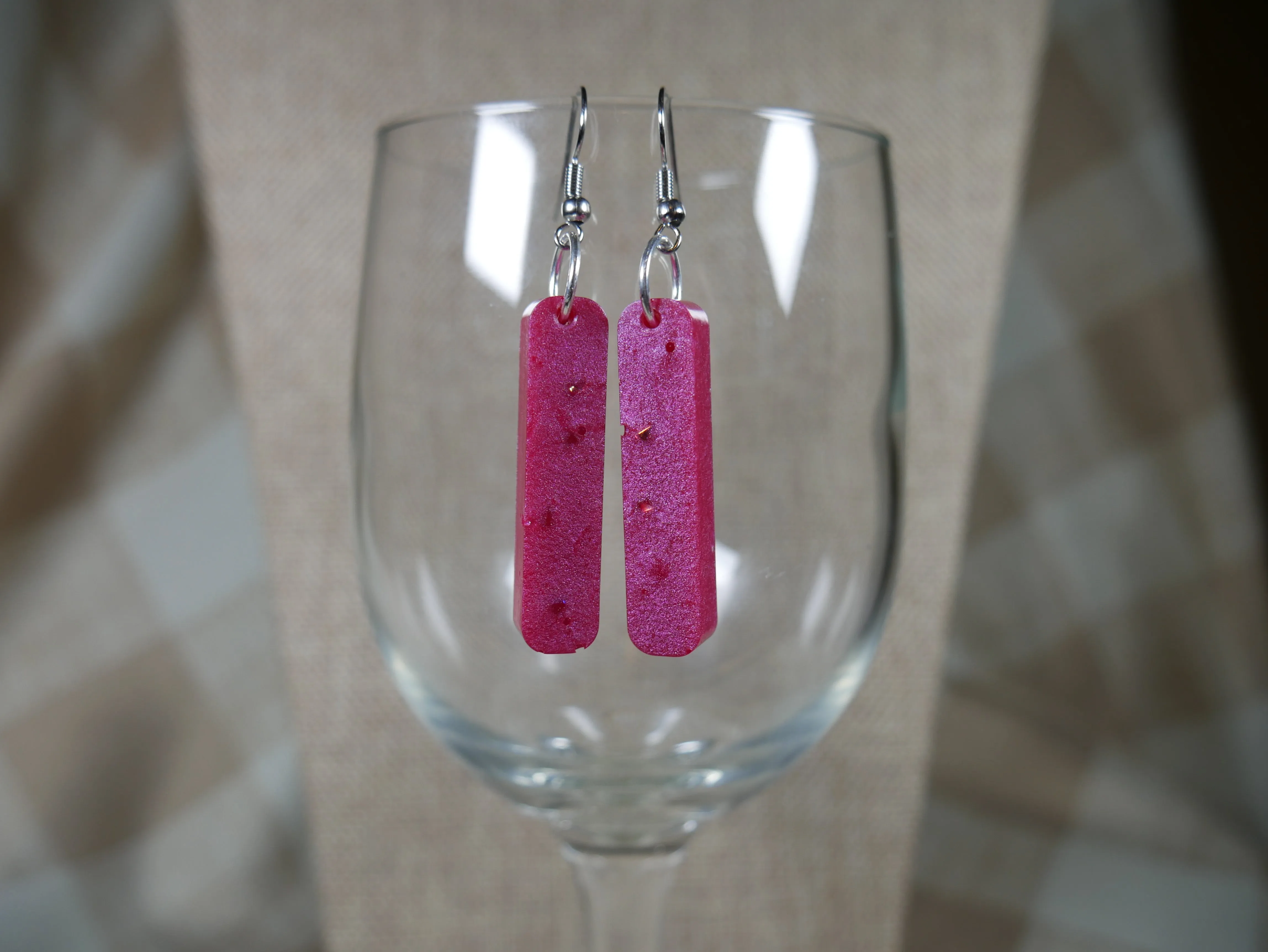 Resin Magenta Fuchsia Earrings