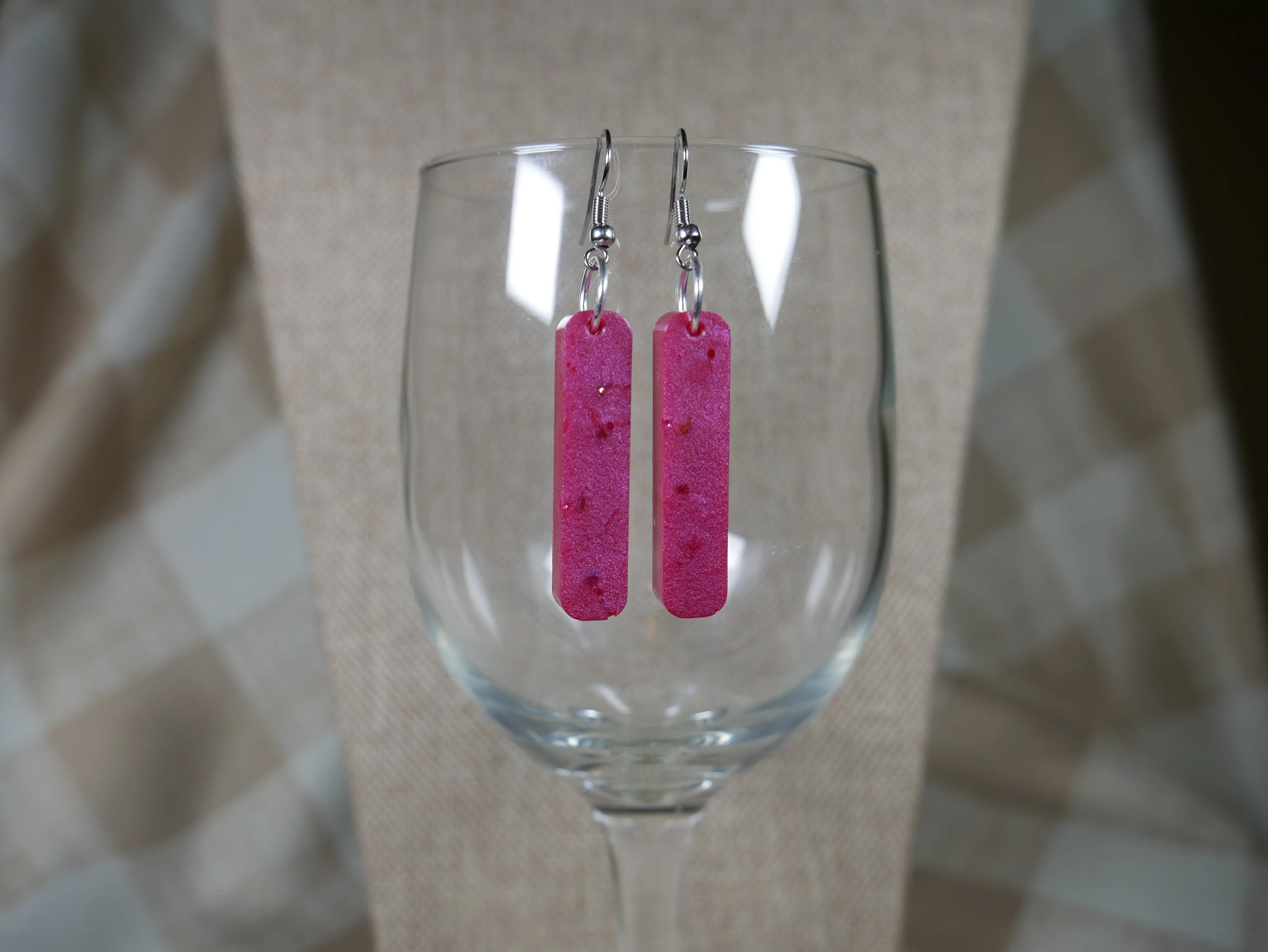 Resin Magenta Fuchsia Earrings