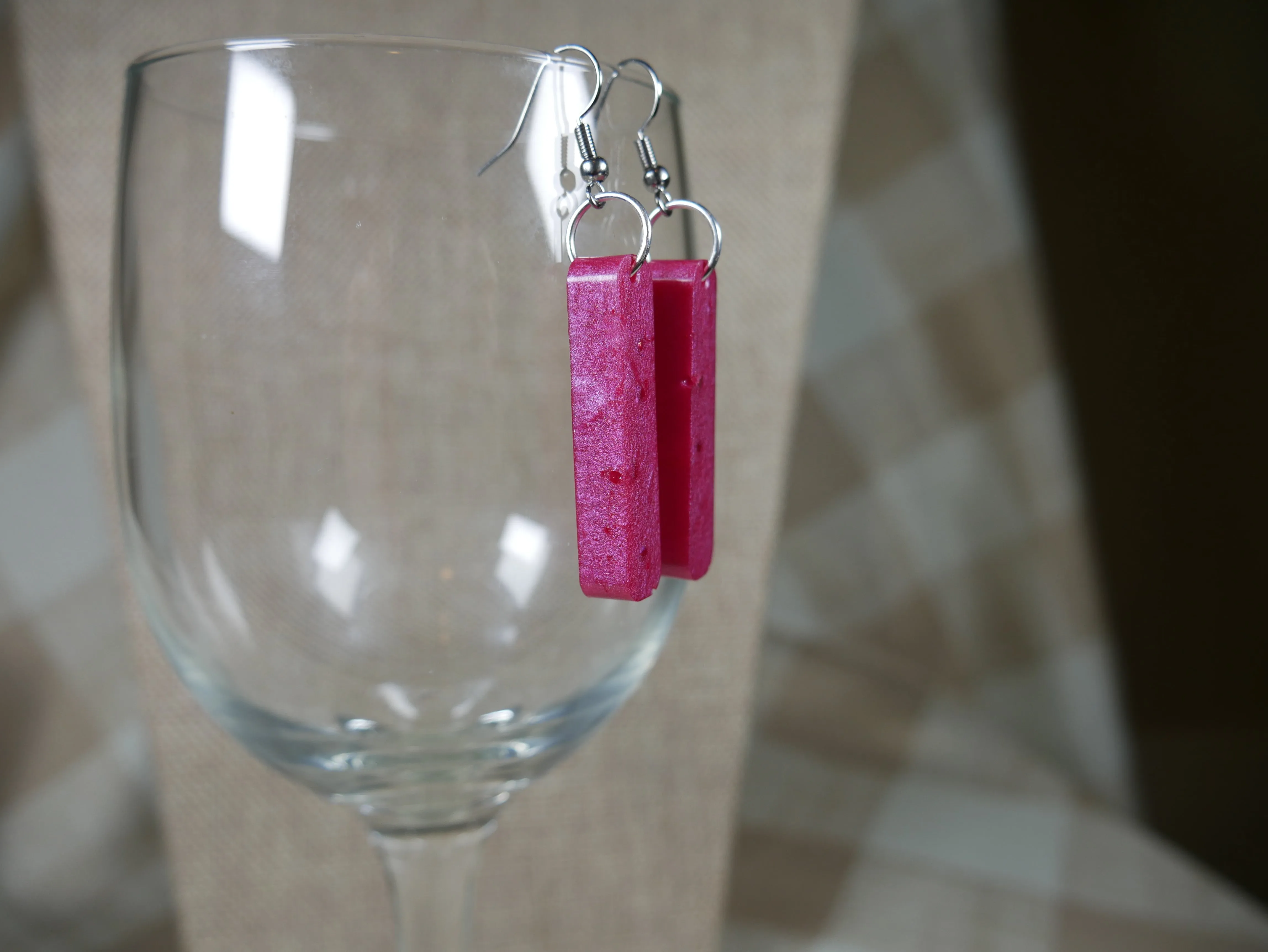 Resin Magenta Fuchsia Earrings