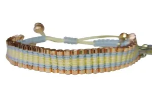 Rose Gonzales "Tori" Runway Collection Woven Bracelet in Lemon Yellow & Blue