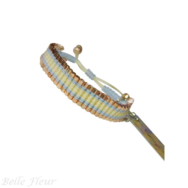 Rose Gonzales "Tori" Runway Collection Woven Bracelet in Lemon Yellow & Blue