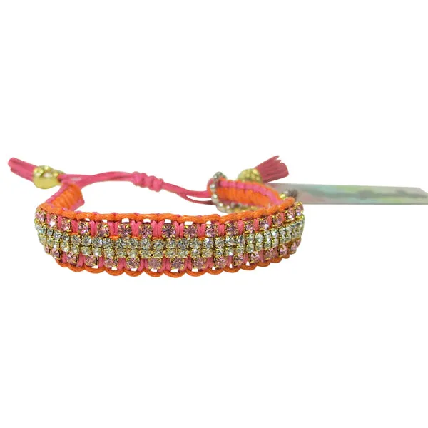 Rose Gonzales "Vanessa" Sorbet Collection Woven Bracelet in Orange and Fuchsia