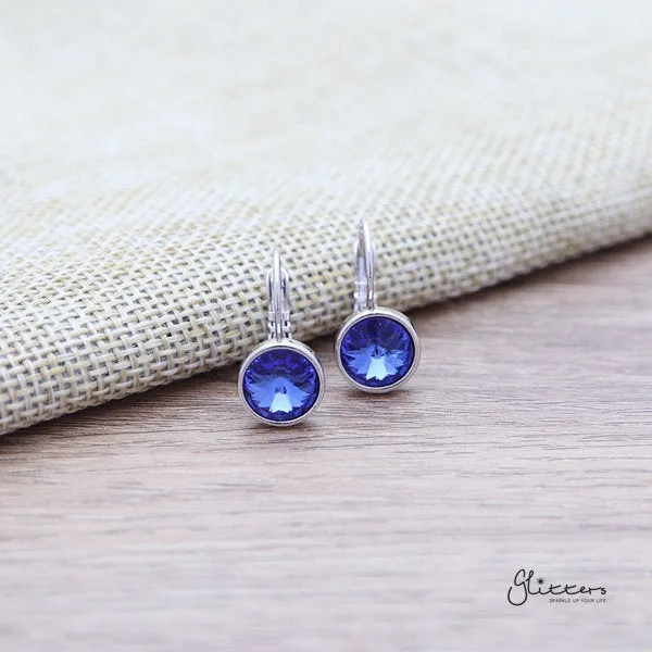 Round Crystal Hook Earrings - 8 Colour Options