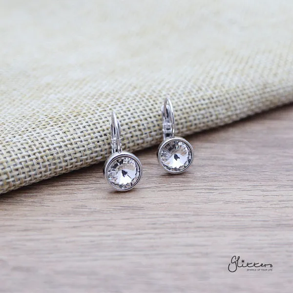 Round Crystal Hook Earrings - 8 Colour Options