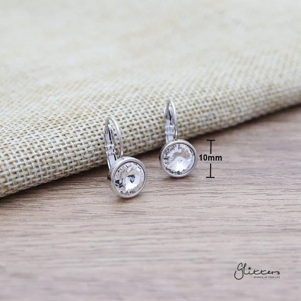 Round Crystal Hook Earrings - 8 Colour Options