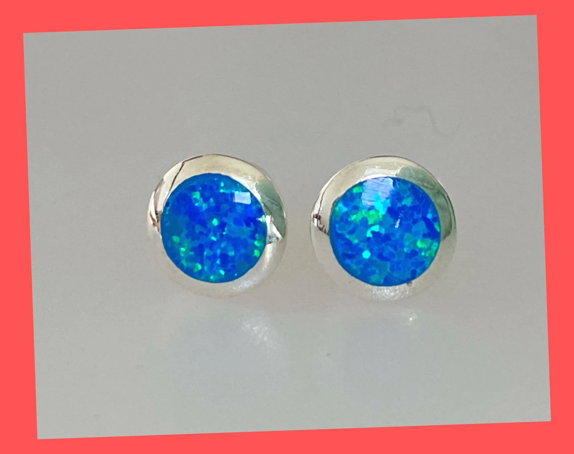 Round Opal Earring Studs