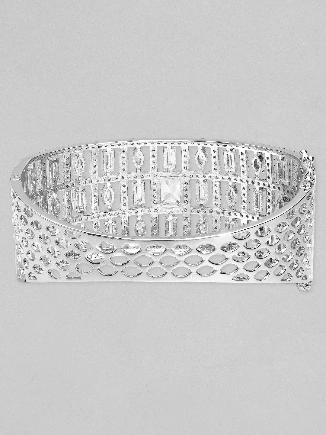 Rubans Silver-Plated Handcrafted White AD-Studded Bracelet