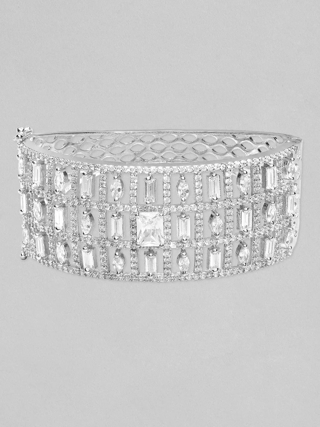 Rubans Silver-Plated Handcrafted White AD-Studded Bracelet