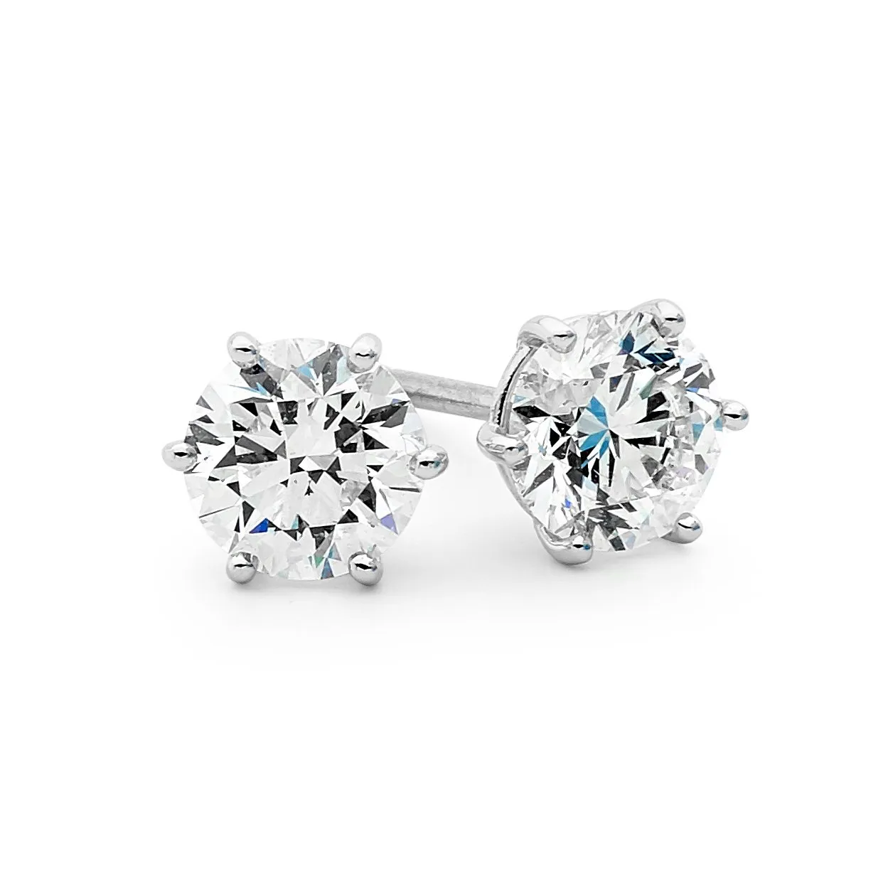 Six Claw Diamond Stud Earrings