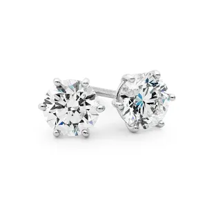 Six Claw Diamond Stud Earrings