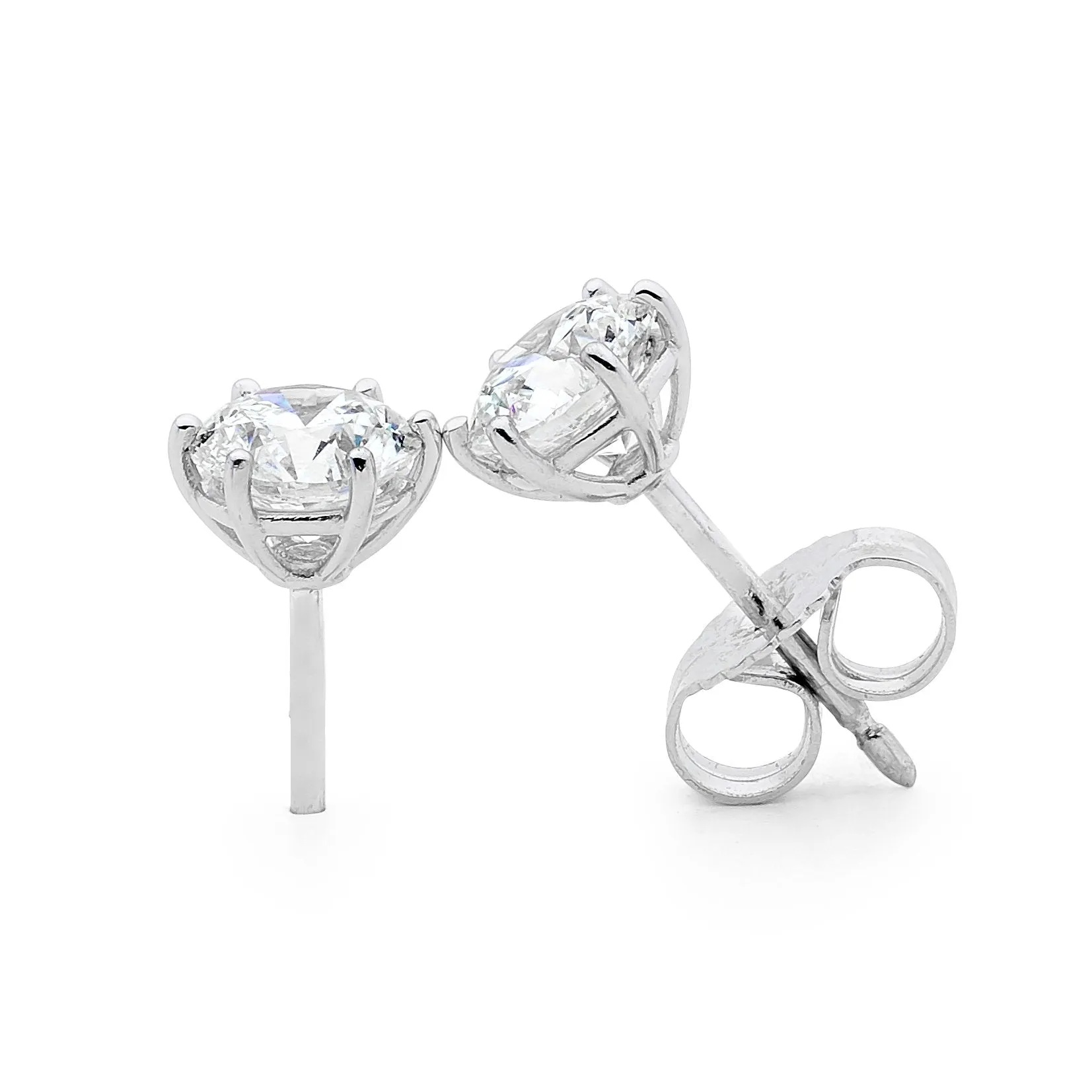 Six Claw Diamond Stud Earrings