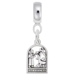 St. Francis Charm Dangle Bead In Sterling Silver