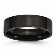 Stainless Steel Black IP-plated Polished Flat 6mm Wedding Band Ring