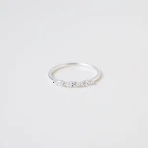 Sterling Silver 3 CZ Marquis Stacking Ring