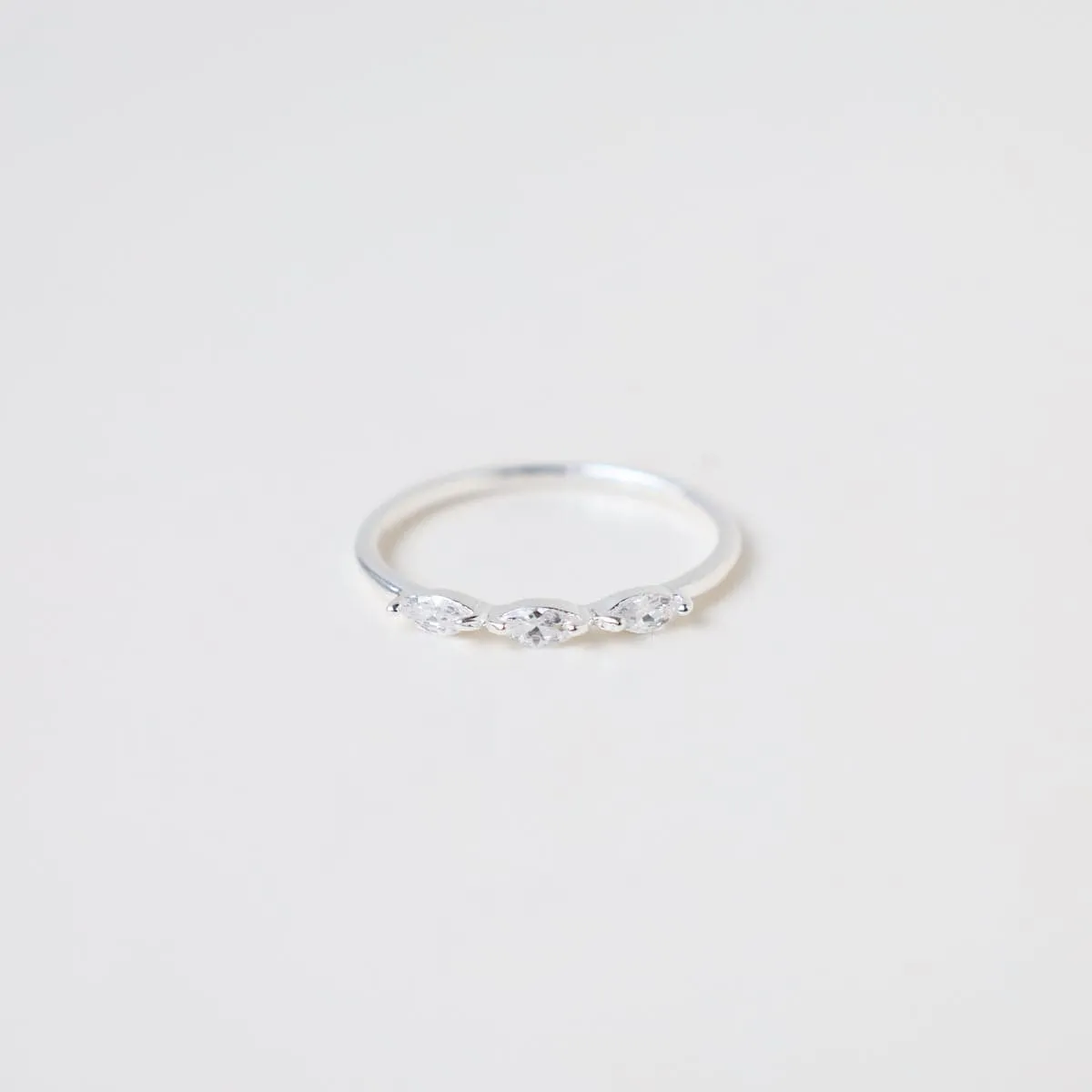 Sterling Silver 3 CZ Marquis Stacking Ring