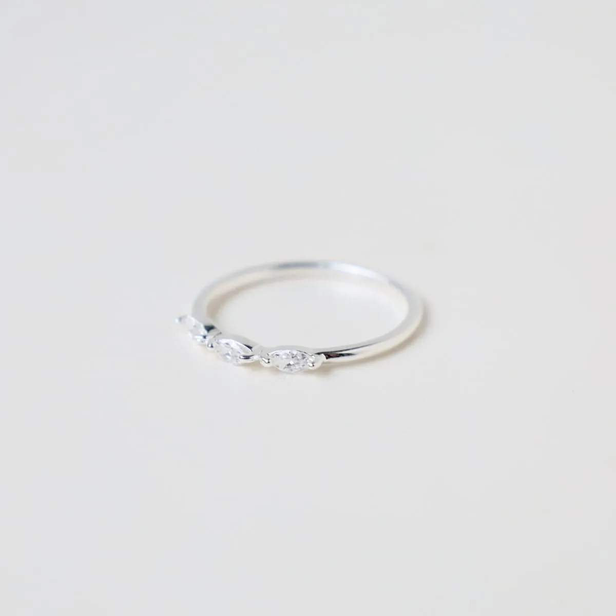 Sterling Silver 3 CZ Marquis Stacking Ring