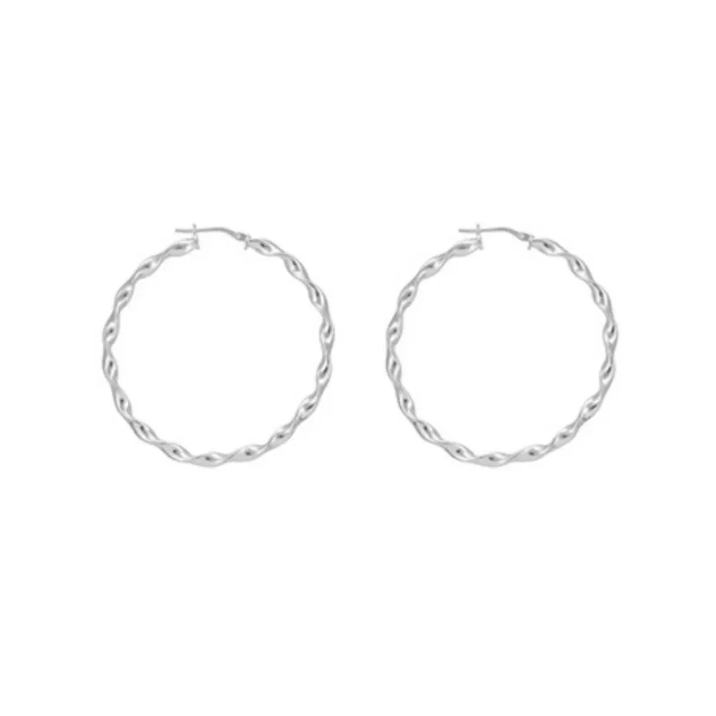 Sterling Silver 36mm Twisted Creole Hoop Earrings