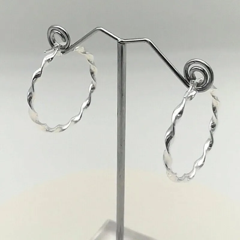 Sterling Silver 36mm Twisted Creole Hoop Earrings