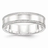 Sterling Silver 6mm Design Edge Wedding Band Ring