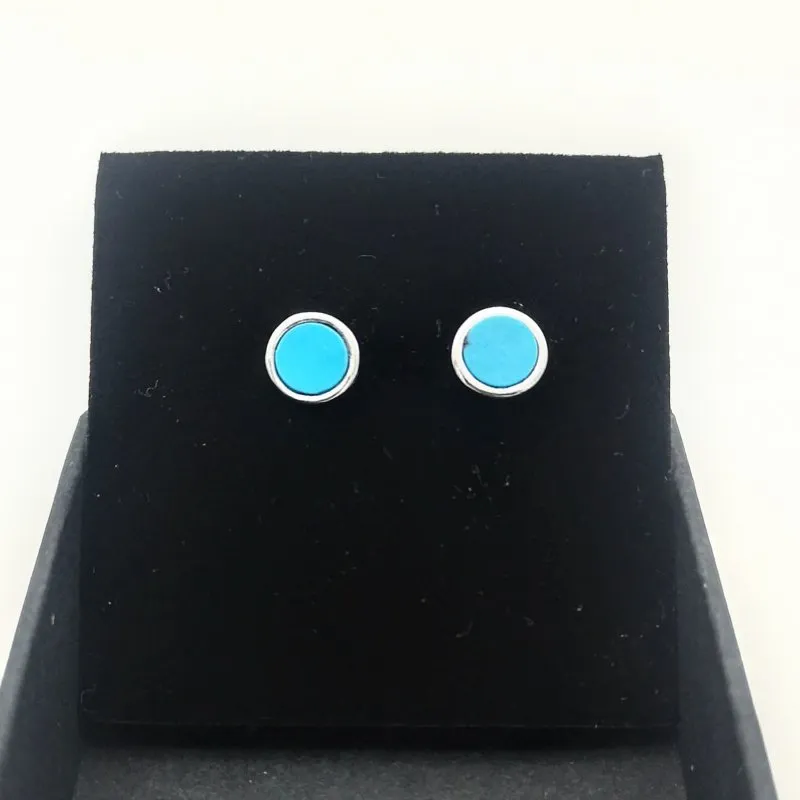 Sterling Silver 7mm Round Turquoise Stud Earrings