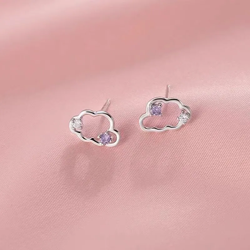 Sterling Silver Elegant Zircon Cloud Studs