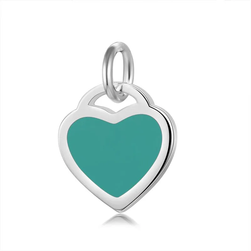 Sterling Silver Glaze Heart Charm Pendant